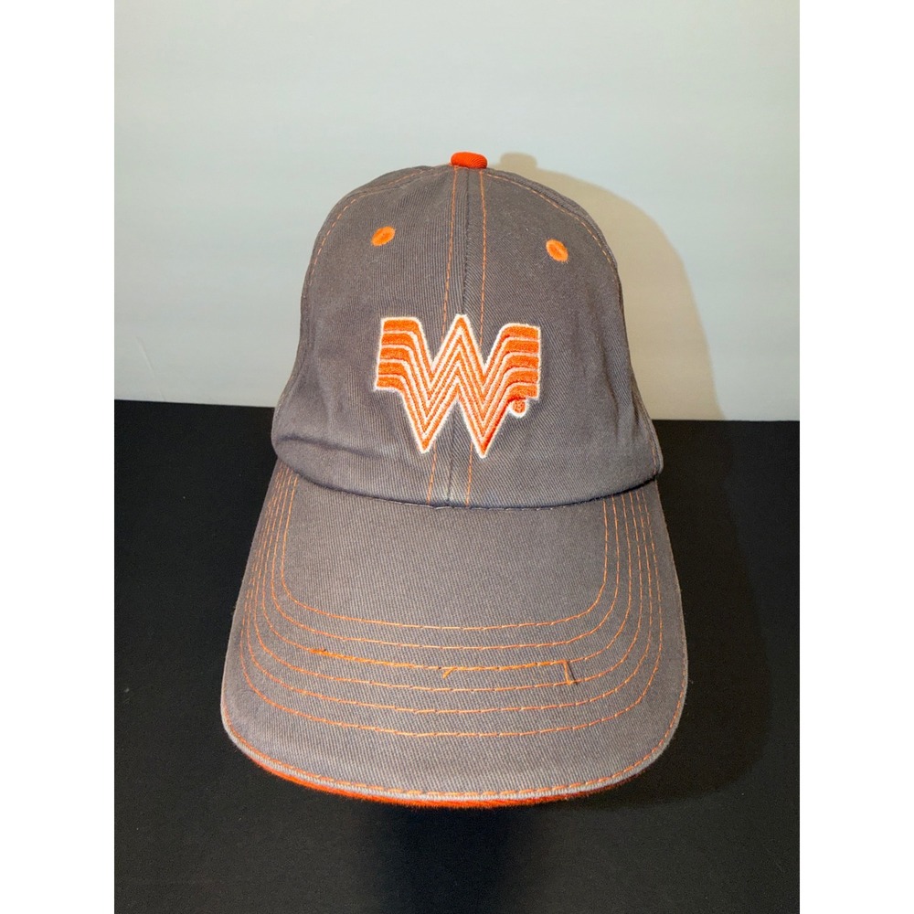 Whataburger Mens Baseball‎ Cap Gray Orange Embroidered Logo Adjustable Cap Hat